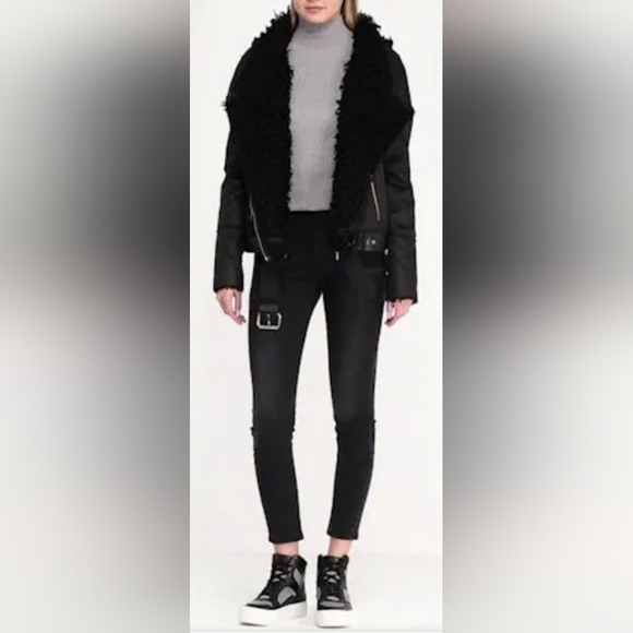 ONE TEASPOON Faux Sherling Black Aviator Coat - Picture 8 of 9